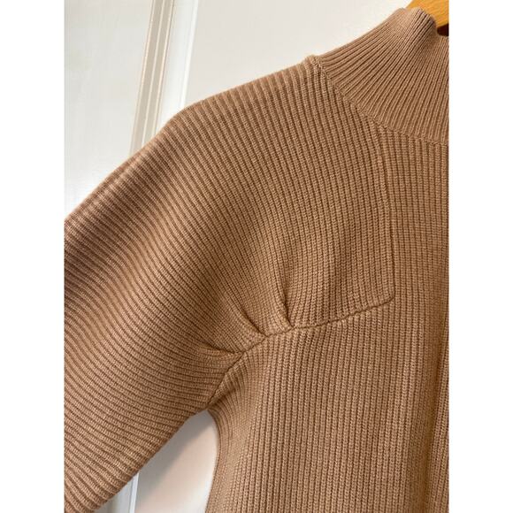 &merci NWT Brown Mock Neck Ribbed Knit Sweater Size Medium Pullover Winter Top - Picture 4 of 8